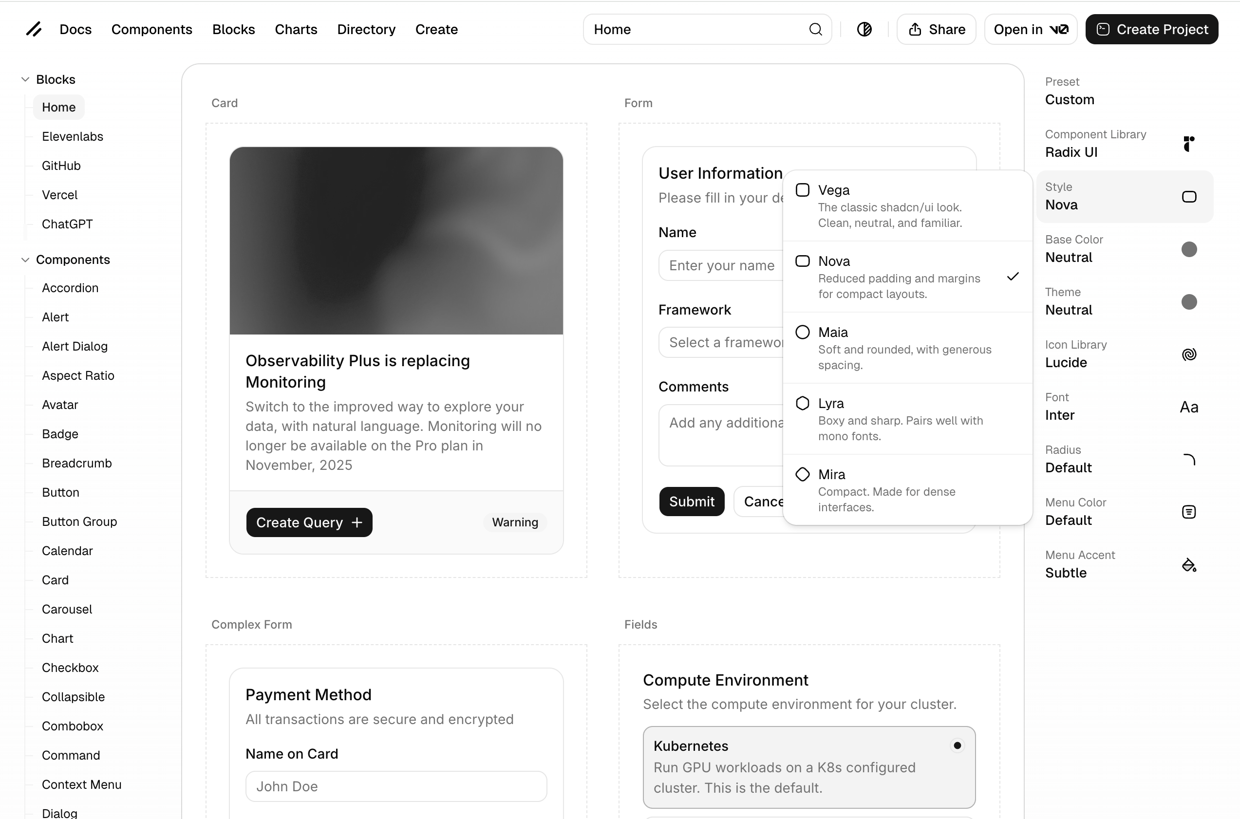 Shadcn/ui create