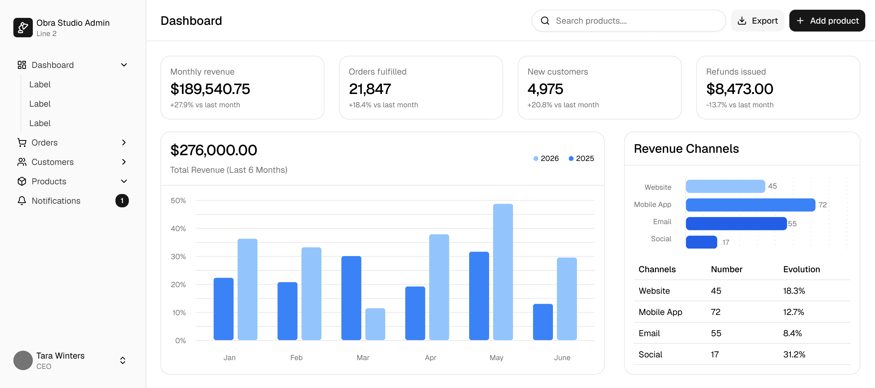 Obra shadcn/ui Pro preview
