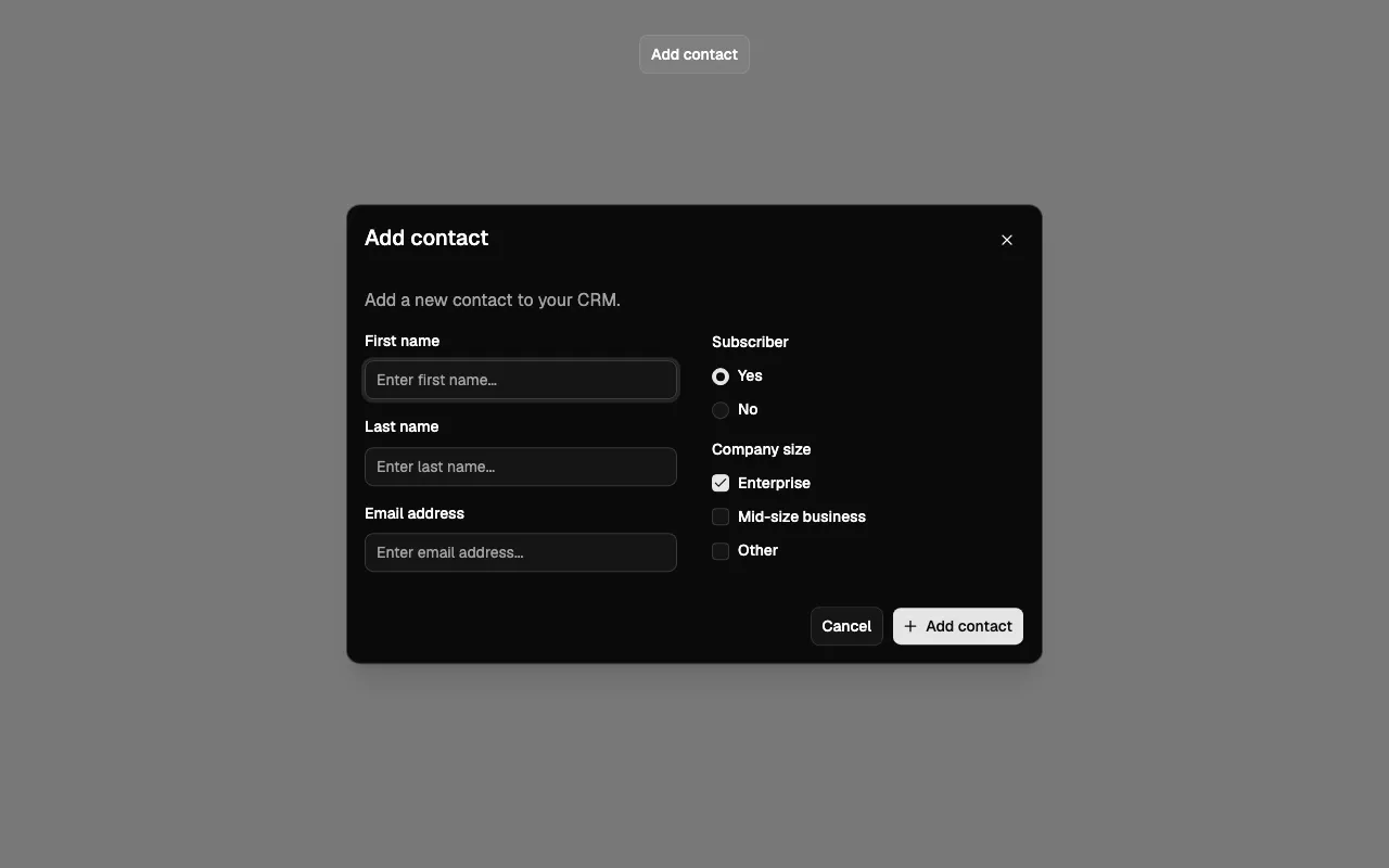 Add Contact Dialog 01 React block