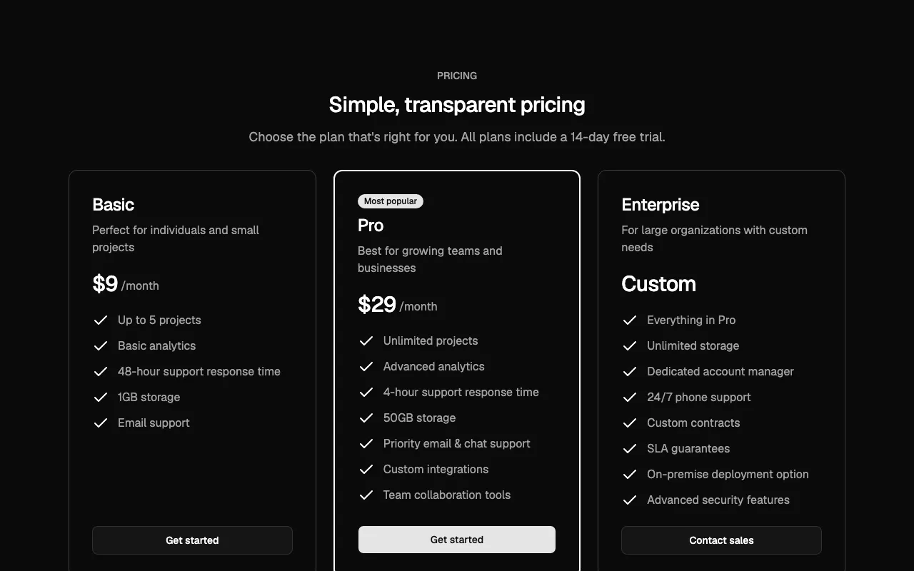 Pricing 01 React block