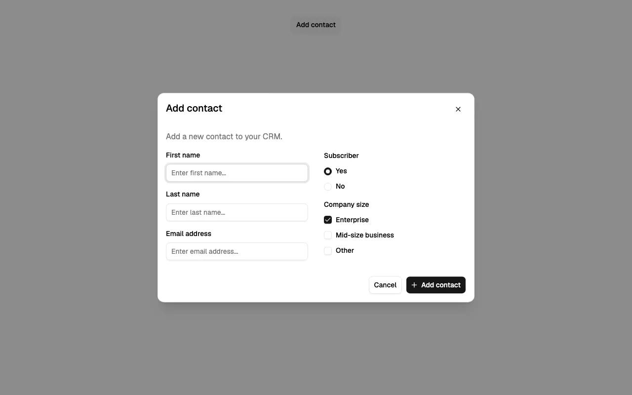 Add Contact Dialog 01 React block
