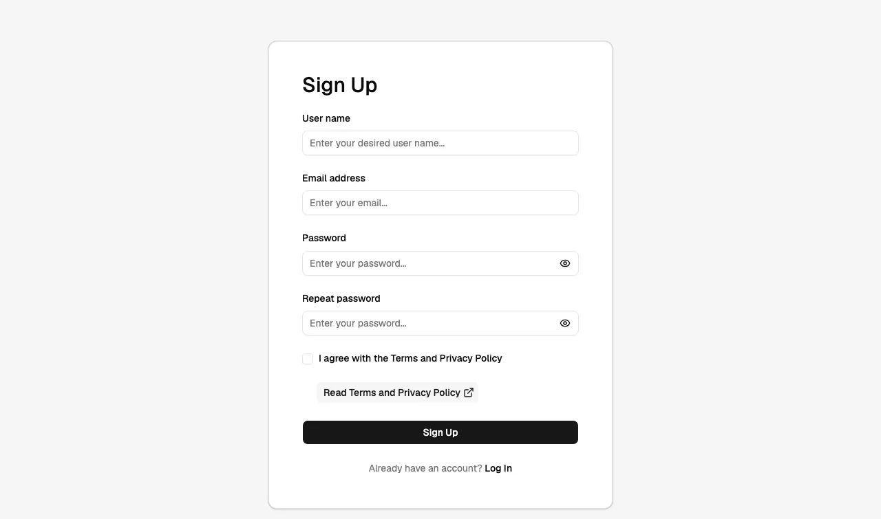 Sign Up 01 React block