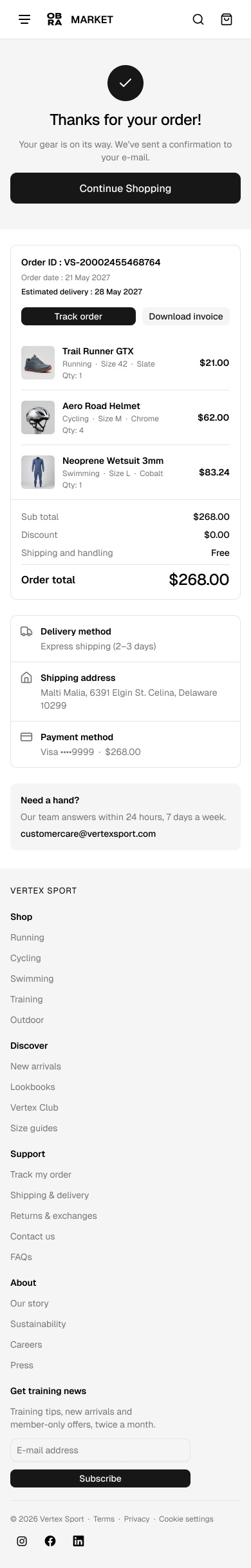 E-commerce Pro Blocks — Order confirmation